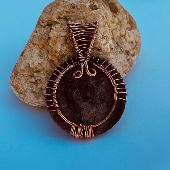 Rhodonite Tree of Life Wire Wrapped Copper Pendant - Picture 6 of 6